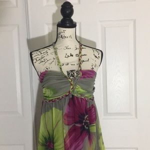 Halter Floral Smocked Back Maxi Sun Dress